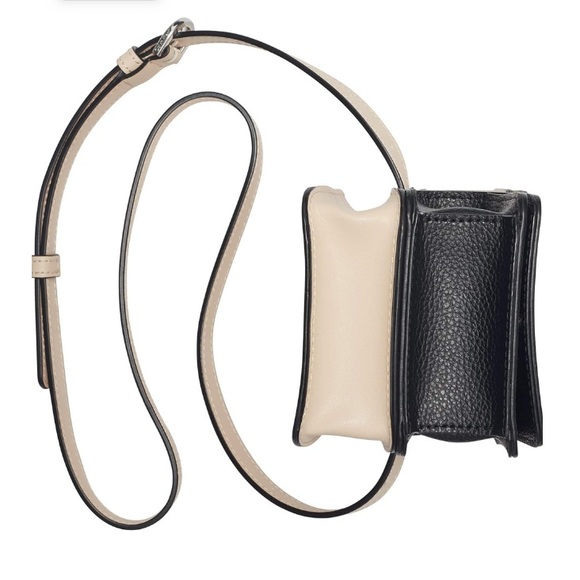 NWT Calvin Klein Tonya Calf Leather Beige/Sand Black Mini Belt Bag 1CK11 - Picture 4 of 6